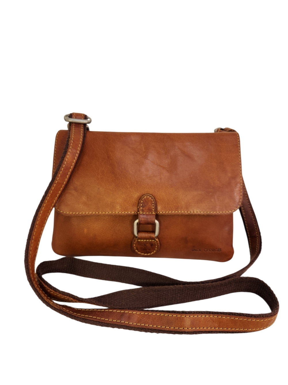 VINTAGE JACK GEORGES BROWN LEATHER CROSSBODY BAG PURSE SHOULDER